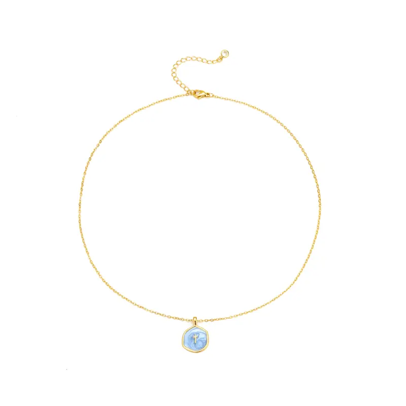 Tewiky Gold Detachable 20mm White Clover Pendant Necklace with Cubic Zirconia Outline, Dainty Lucky Four-Leaf Charm Necklace for Women, Trendy Daily Wear & Mother's Day Gift Jewelry