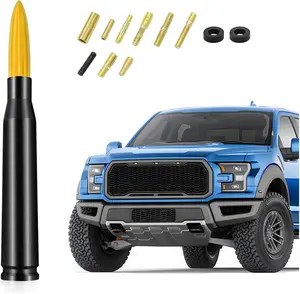 Car Bullet Antenna Universal Vehicle Truck Replacement Antenna, Car Radio Antenna, Cool Auto Accessories Widely Compatible with Most Cars, Trucks, and SUVs (Gold)