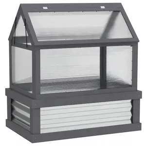 Raised Garden Bed 2 In 1 Garden Bed And Cold Frame Galvanized Steel Base Plus Solid Fir Wood Frame Use As Seed Starter Or Spot Fix Garden Issues 35.5" x 22.5" x 38.25"