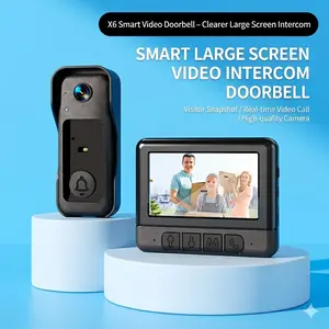 No WiFi Video Doorbell with Screen , Wireless Doorbell Camera X6，No App, No Monthly Fees,Two-Way Talk, Night Vision，Voice Changing,Rechargeable Smart Visual Doorbell, , Safety Intercom for Privacy, Alarm, Sensor,waterproof,Security Camera
