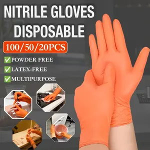 100/50/20 pcs, orange nitrile gloves, Household Kitchen Gloves, latex-free, durable household cleaning gloves, Multi Purpose Glove, suitable for bathroom cleaning, beauty salons, DIY projects, odor-free, household cleaning tool