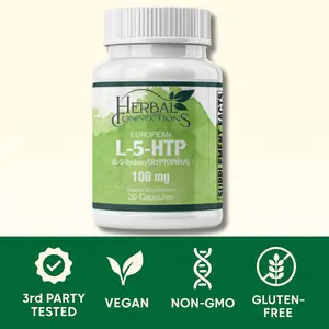 Herbal Connections L-5-HTP 100 mg Capsules with Vitamin B6 & C – Griffonia Bean Serotonin Precursor for Balanced Mood, Calm Sleep & Healthy Appetite | Non-GMO, Vegan | 30 Count