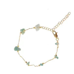 14K Oro Laminado-Gold Filled-Italian Gold Plating Natural Stones Bracelets-Jade/White/Pink /Blue/Red Mixed/Brown Mixed-Jewelry