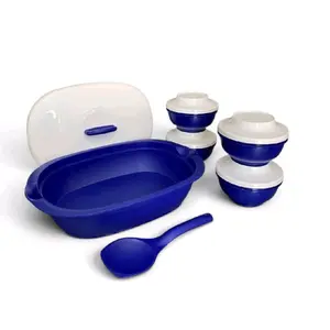 Tupperware Rice Server and 4 small oriental bowls