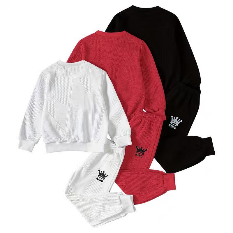 6-Piece Boys' Sweatshirt Set with Letter Print Long-Sleeve Pullover Sweatshirt and Joggers, Ages 3-14