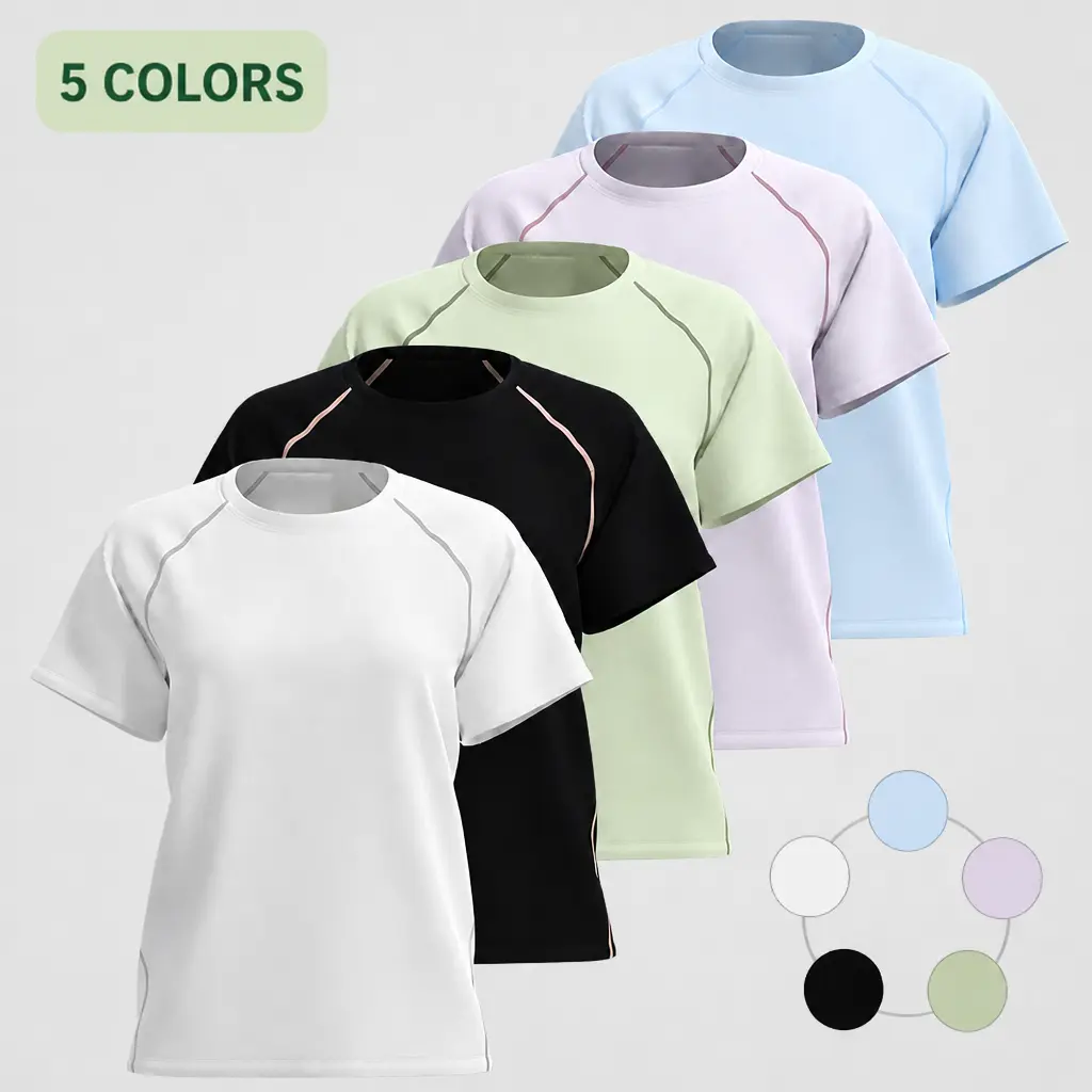 Women’s Short Sleeve Workout Top, Crew Neck Breathable Athletic T-Shirt for Yoga, Gym, Running, Training and Everyday Wear