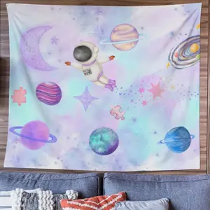Autism Galaxy Tapestry Home Decor Girls Sensory Room Astronaut Tapestry Girl Room Tapestry with Planets Girly Space Autism Home Decor Galaxy