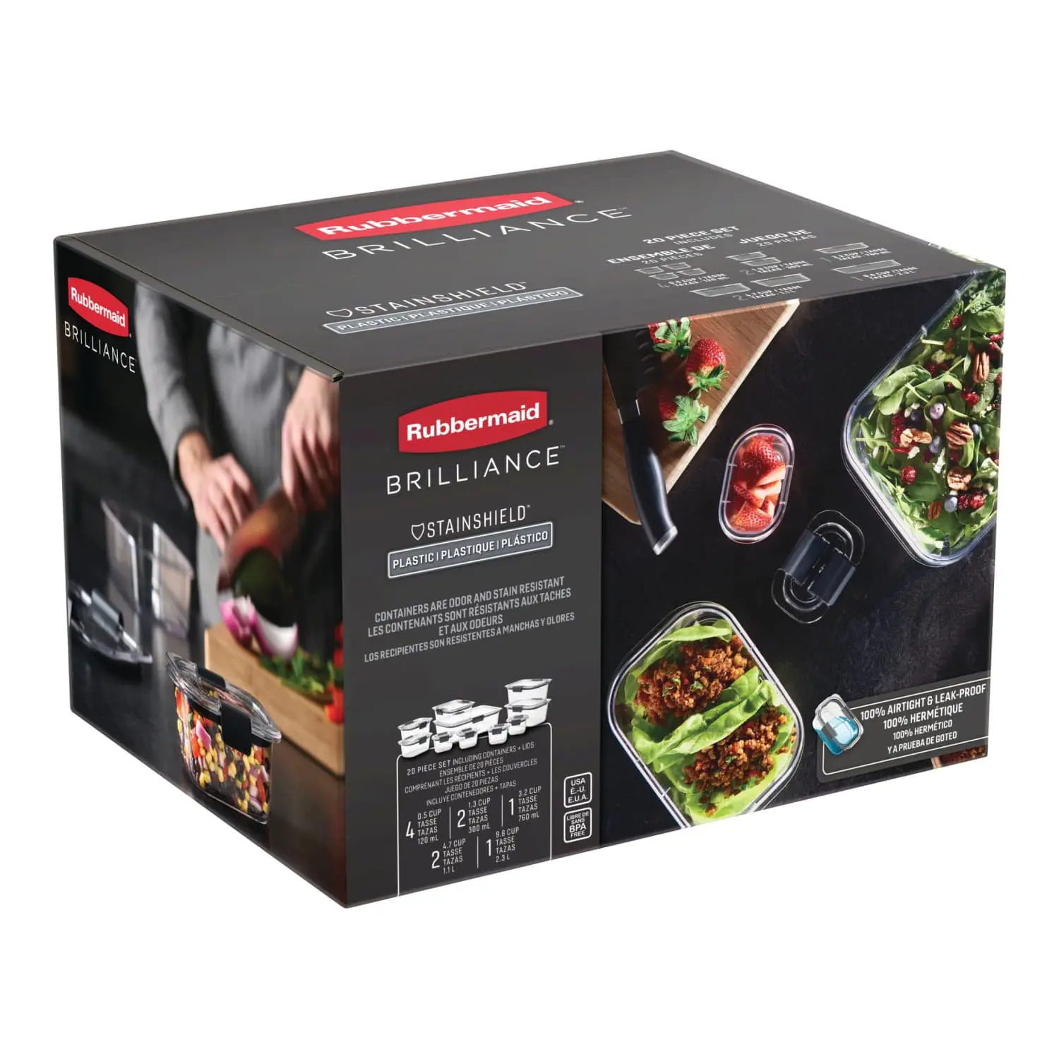 Rubbermaid Brilliance Food Storage Container Set, 20 Piece Rubbermaid Brilliance Food Storage Container Set, 20 Piece
