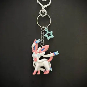 Sylveon Keychain With Clip 02 - Featuring Adorable Sylveon Design and Star Charm
