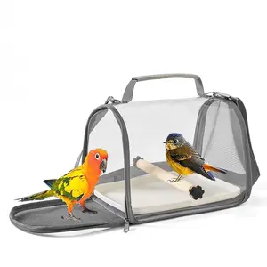 Portable Travel Bag for Birds Bird Cage with Anti-Slip Pad and Stand Pole, Convenient for Standing Outdoors, Handheld Carry-On