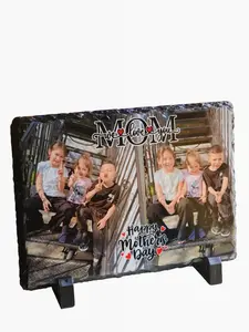 Rectangle shape rock slate, customized stone plaque with photo customized frame display holder.