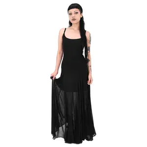 Julia Mesh Long Black Maxi Dress