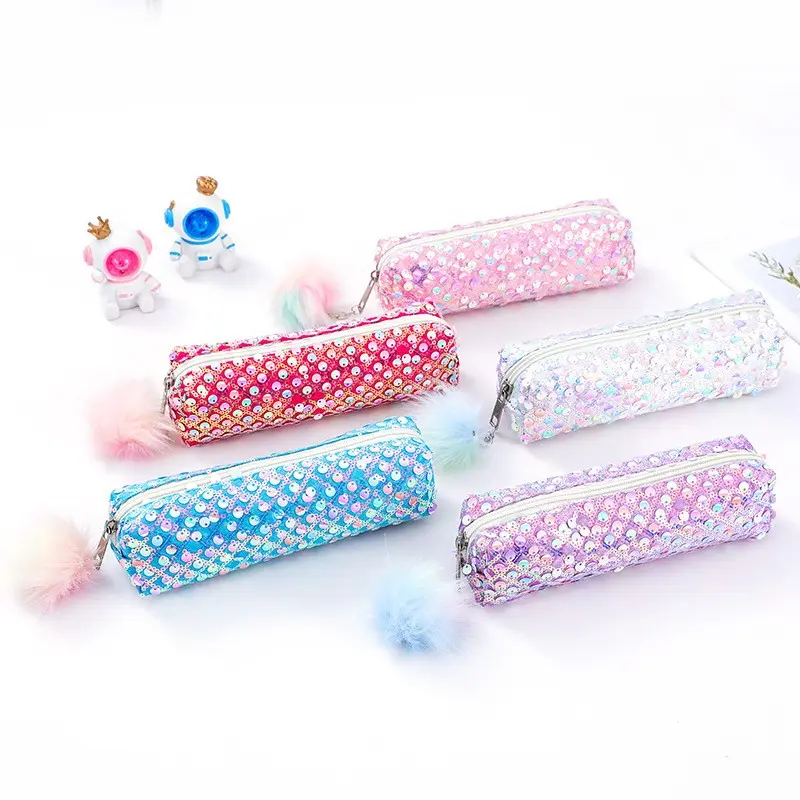 Rainbow Seven-Color Glitter Pencil Case, Shiny Storage Bag, Makeup Bag, Perfect Gift for Christmas, Halloween, Valentine's Day, Birthday