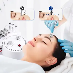 Us Plug Three-In-One Diamond Microdermabrasion Machine, 9 Replaceable Heads, Facial Exfoliation, Blackhead Removal, Skin Repair, New Beauty Device