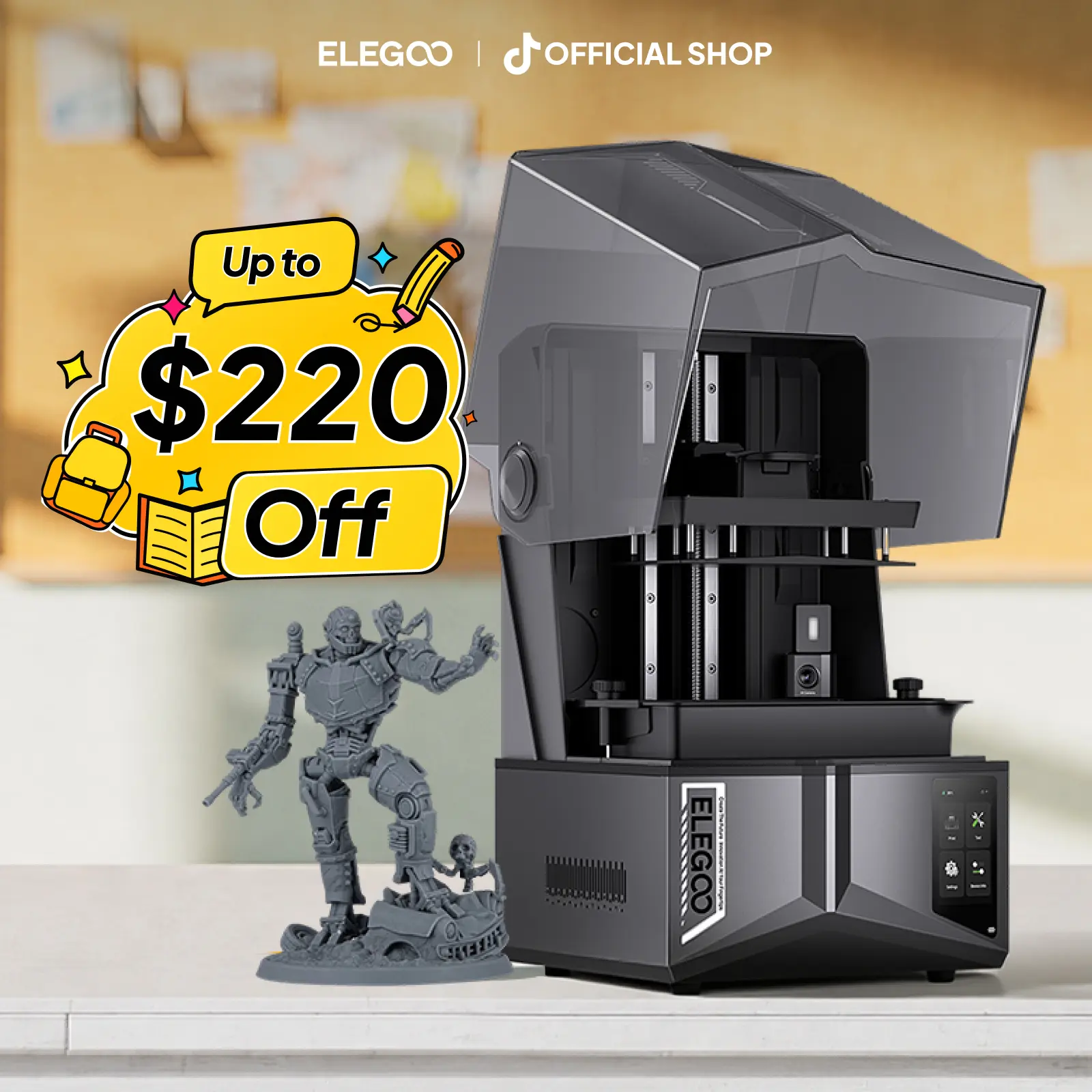 ELEGOO Saturn 4 Ultra 16K Resin 3D Printer with 10" 16K Mono LCD and Flip-up Lid, Smart Tank Heating at 30 °C, 150mm/h High Speed Printing, Large Printing Size of 8.33 × 4.66 × 8.66 Inches,back to school,back to school haul