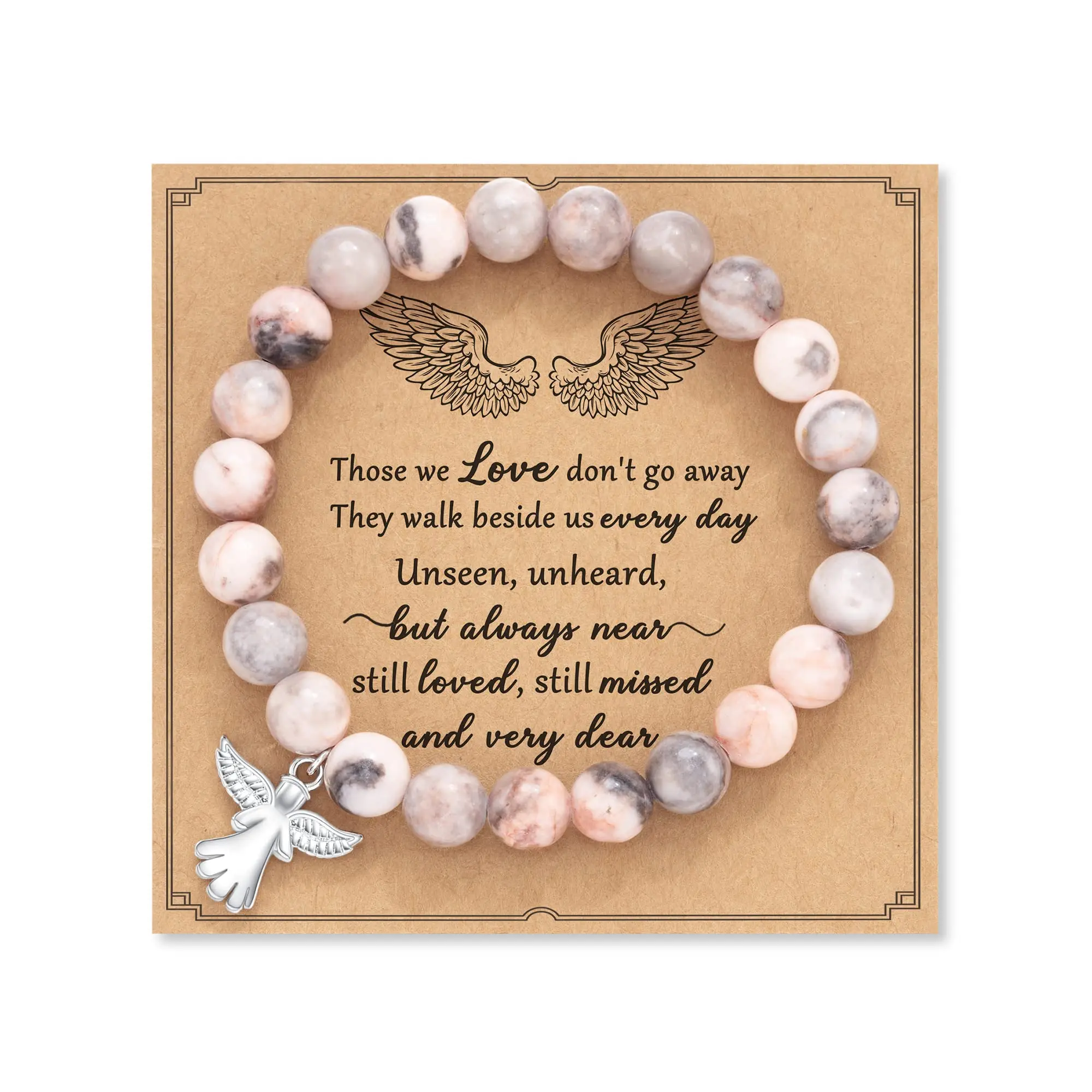 Sympathy Gift for Loss of Loved Ones, Natural Stone Bracelets Memorial Bereavement Gifts for Women/Girls