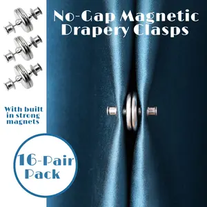 16 Counts Magnetic Curtain Clips,Double Sided Magnetic Fasteners Curtain Magnets Stop Light Seepage Maintain Curtain Closure for Office Bedroom Home