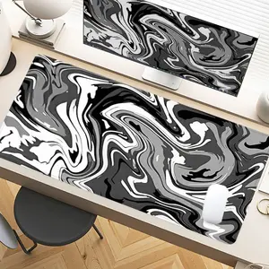 Abstract Marble Liquid Art Desk Pad Gaming Mousepad XXL Mouse Pad For Laptop Desk Mouse Pad Extra Large With Non-Slip Rubber Base Stitched Edges Surface For PC Gamers Office Workers & Home Use