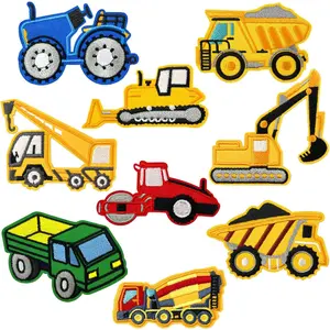 9PCS Kids Engineering Vehicle Iron on Patches, Embroidered Appliques Sew on DIY Patch, Car Truck Decoration Patch for Hats Jackets Bags Jeans