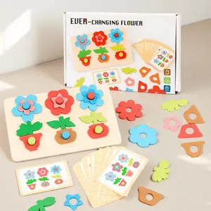 Wooden Puzzle Toy Set, Creative Puzzle, Montessori Early Education, Stem Educational Toys, Includes 24 Pieces & 20 Dual-Sided Cards, Perfect for Holidays, Wooden Stacking Puzzle
