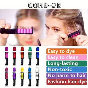 Hair Chalk Comb Set  Temporary Bright 10 Color  Washable Non-Damage Keeps 24+ Hours Long for Carnival Party Cosplay DIY The Day of the Dead Halloween Christmas  Native Hair Color