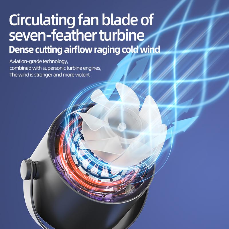 Desktop Fan Turbo Table Fan Travel Vacation Essentials for Office 100-Speed Digital Display Low Noise Rechargeable Battery Dual Adjustment Modes Quiet Cooling Quiet Desk Fan Portable