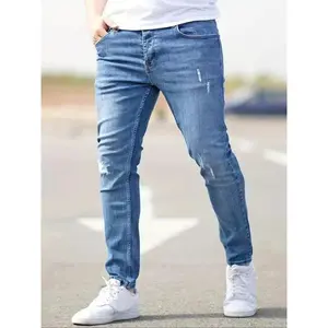 Men's Regular Fit Solid Color Distressed Ripped Jeans, Casual Comfy Denim Pants for Daily Wear, Fashion Men's Bottoms for All Seasons(Sheet)