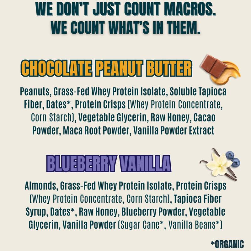 Celo Variety Pack - 3 Chocolate Peanut Butter Bars & 3 Blueberry Vanilla Bars - 6ct Total - Protein Bars