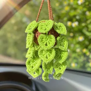 Crochet Monstera Car Hanging Plant