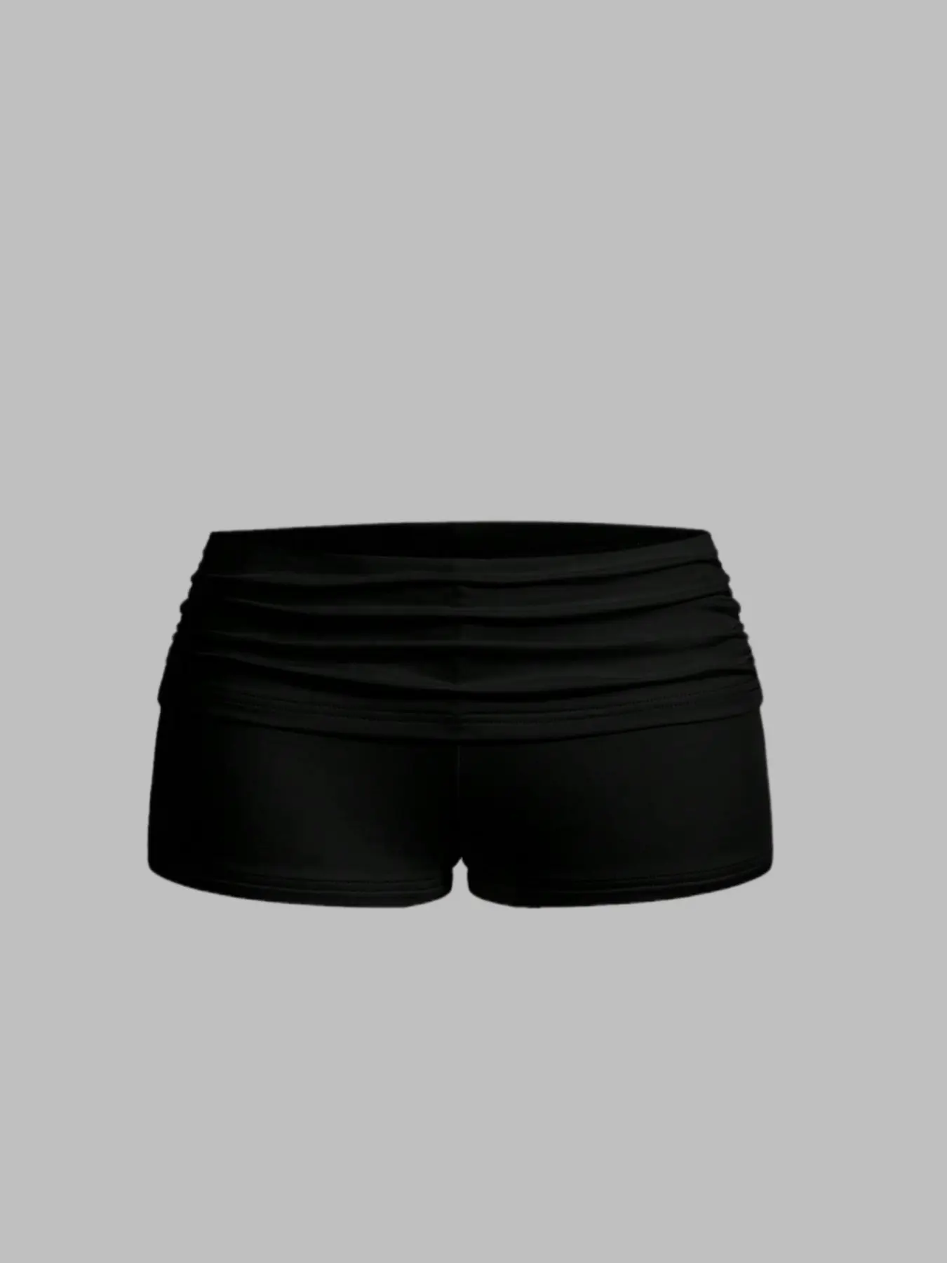 High Waist Wide Leg Multi-Layer Pleated Waist Slim Fit Shorts for Women, Cream Color Versatile Sexy Mini Hot Pants