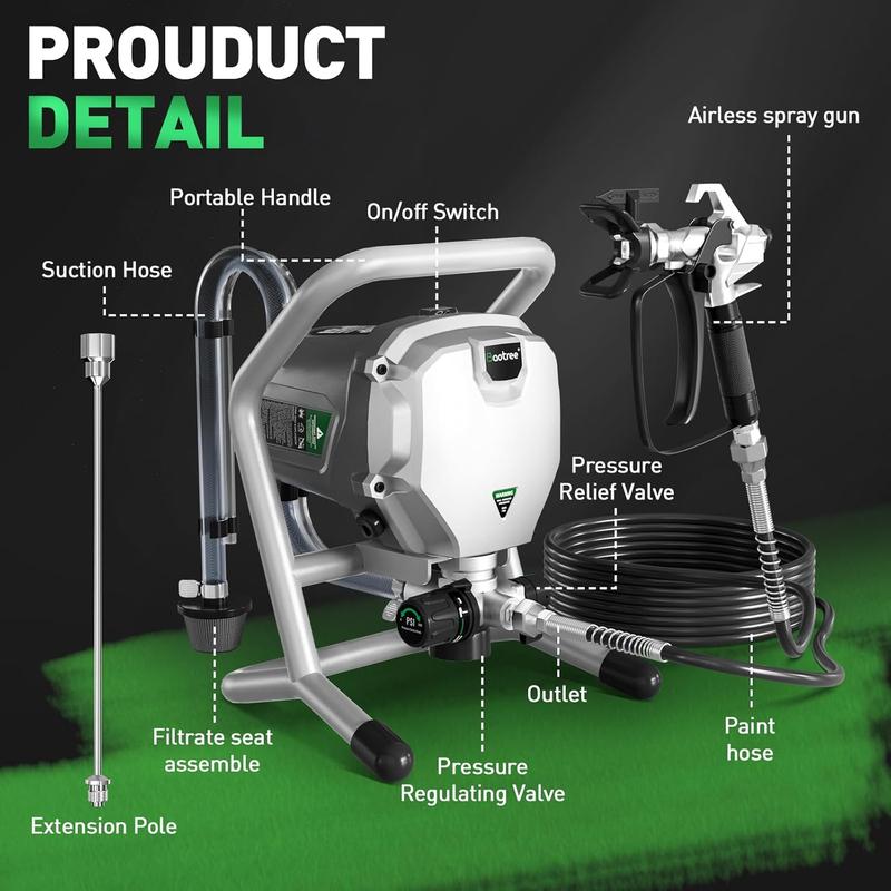 Stand Airless Paint Sprayer 3000PSI for Home Interior & Exterior Furniture & Fences, Cabinet, Ceiling,Handheld Paint Sprayer with Hose