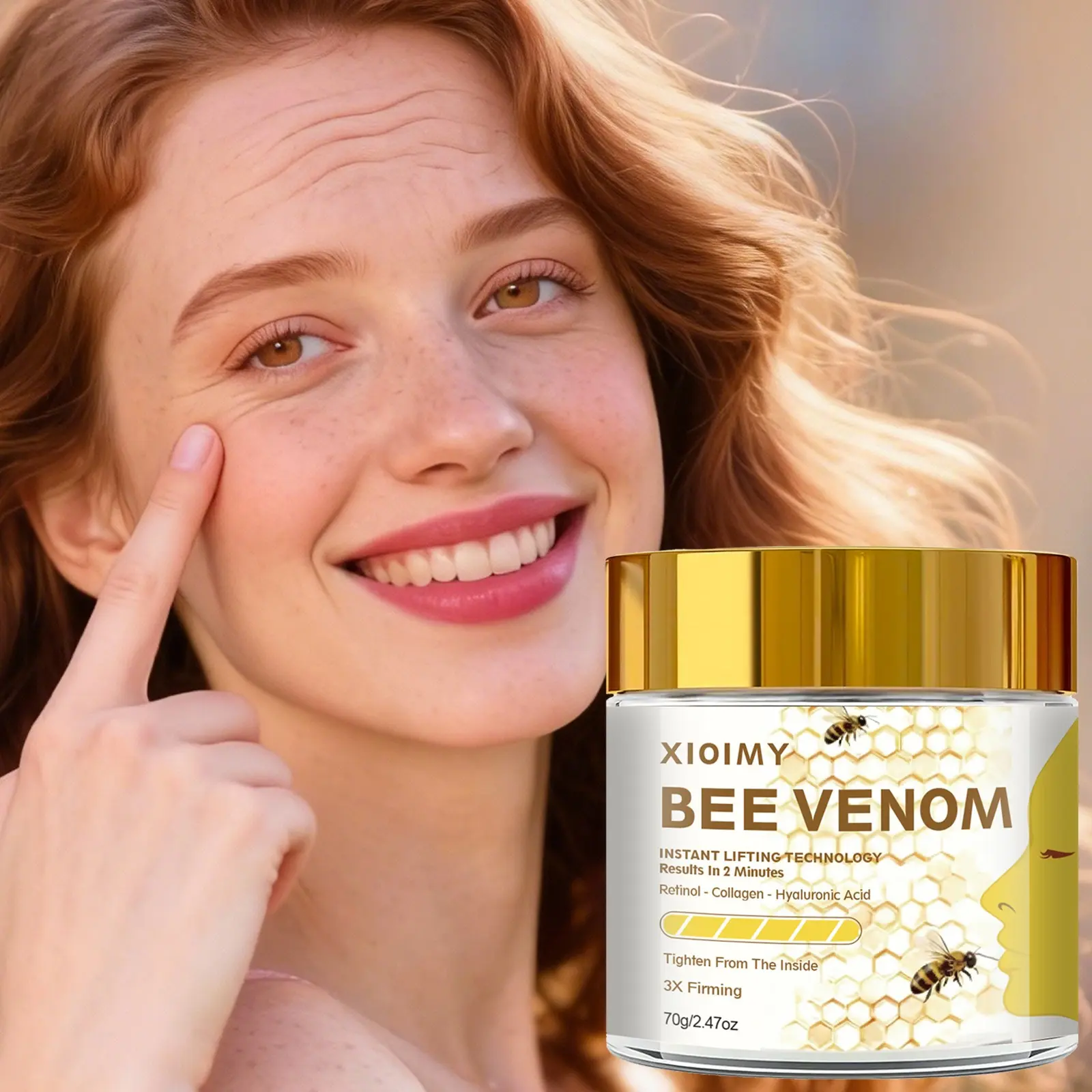 70g Bee Venom Instant Lift Anti-Aging Cream, Firming & Hydrating Facial Moisturizer for All Skin Types, Anti-Wrinkle Radiant Face Care