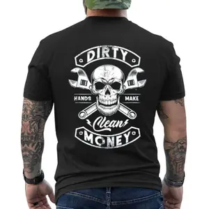 Dirty Hands Clean Money Shirt, Work Shirt, Mechanic Shirt, Construction Worker Shirt, Hard Work Shirt, Trade Worker Shirt, Labor Shirt, Skull Graphic Shirt, Unisex Work T-Shirt