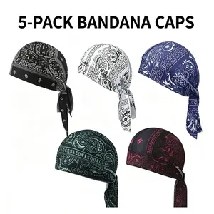 5pcs Cooling Headscarf Cap Set – Motorcycle Pirate Head Wrap Safety Helmet Liner – Elastic Fit Hand Washable – Multifunctional Outdoor Headwear for Athletes Bikers Cyclists biking