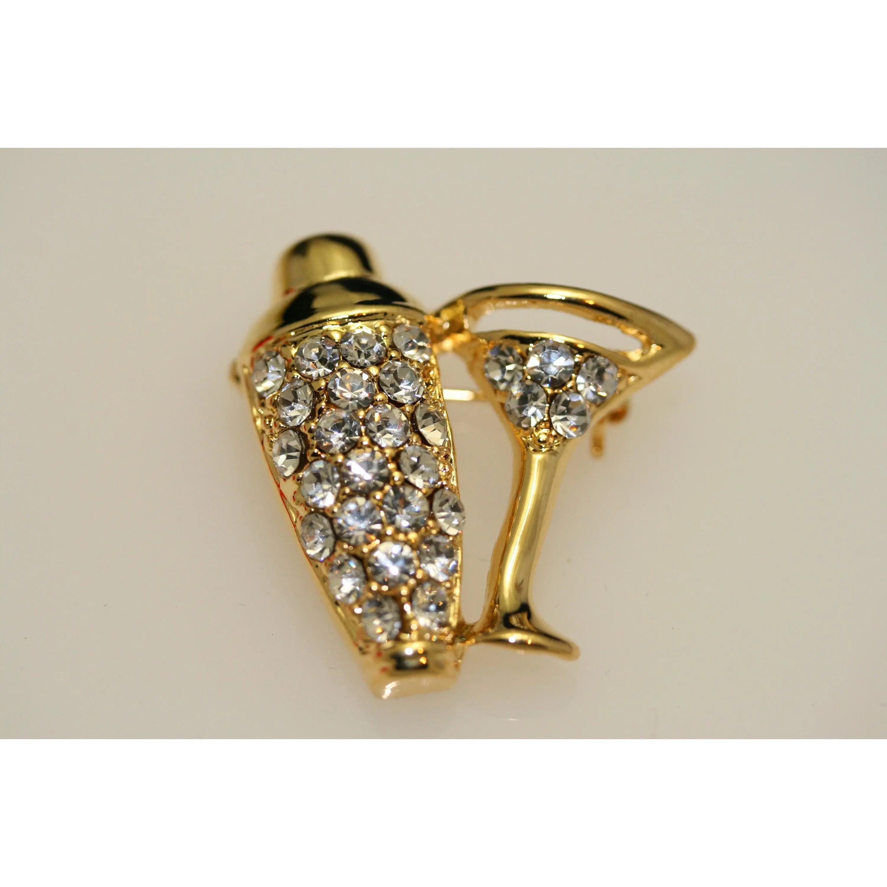 Women's Gold Rhinestone Martini Shaker & Glass Broochpin, Fashion Clothing Collar Decoration Accessory