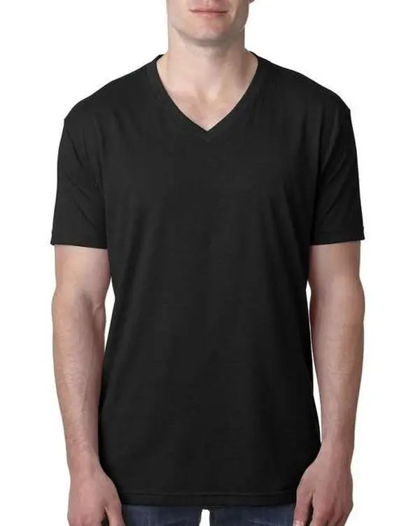 NEXT LEVEL Men's Slim-Fit V-Neck T-Shirt, Soft CVC Cotton-Polyester Jersey, Slightly Heathered & Washed for Reduced Shrinkage, Slim-Fitting, Fitted