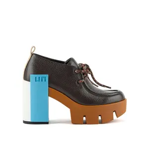 United Nude Grip Combat Lo Boot in Caramel with Blue Heel and Brown Sole