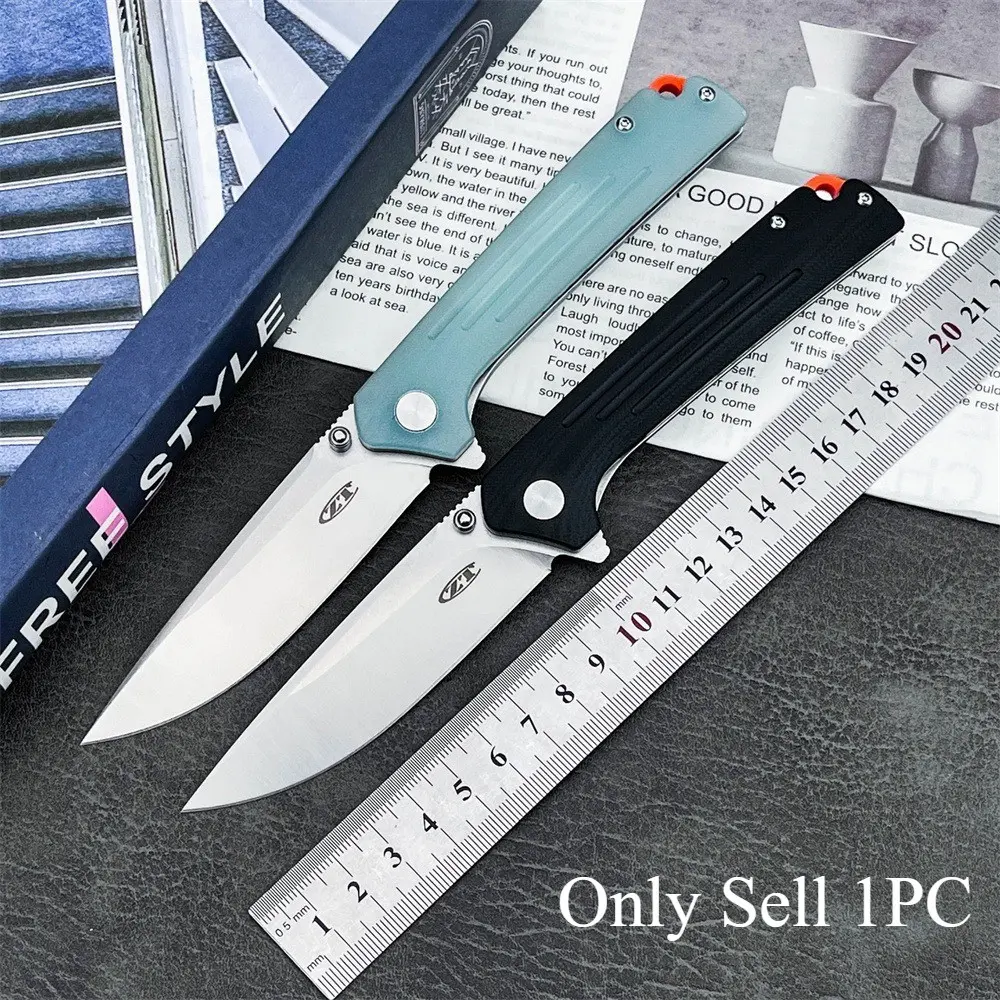 Two folding knives in contrasting colors, featuring D2 steel blades and G10 handles, these versatile, portable, durable pocket knives, Tactical Knives, Tactical Tool, Survival Equipment, Survival Gear, are ideal for outdoor camping, hiking, fishing