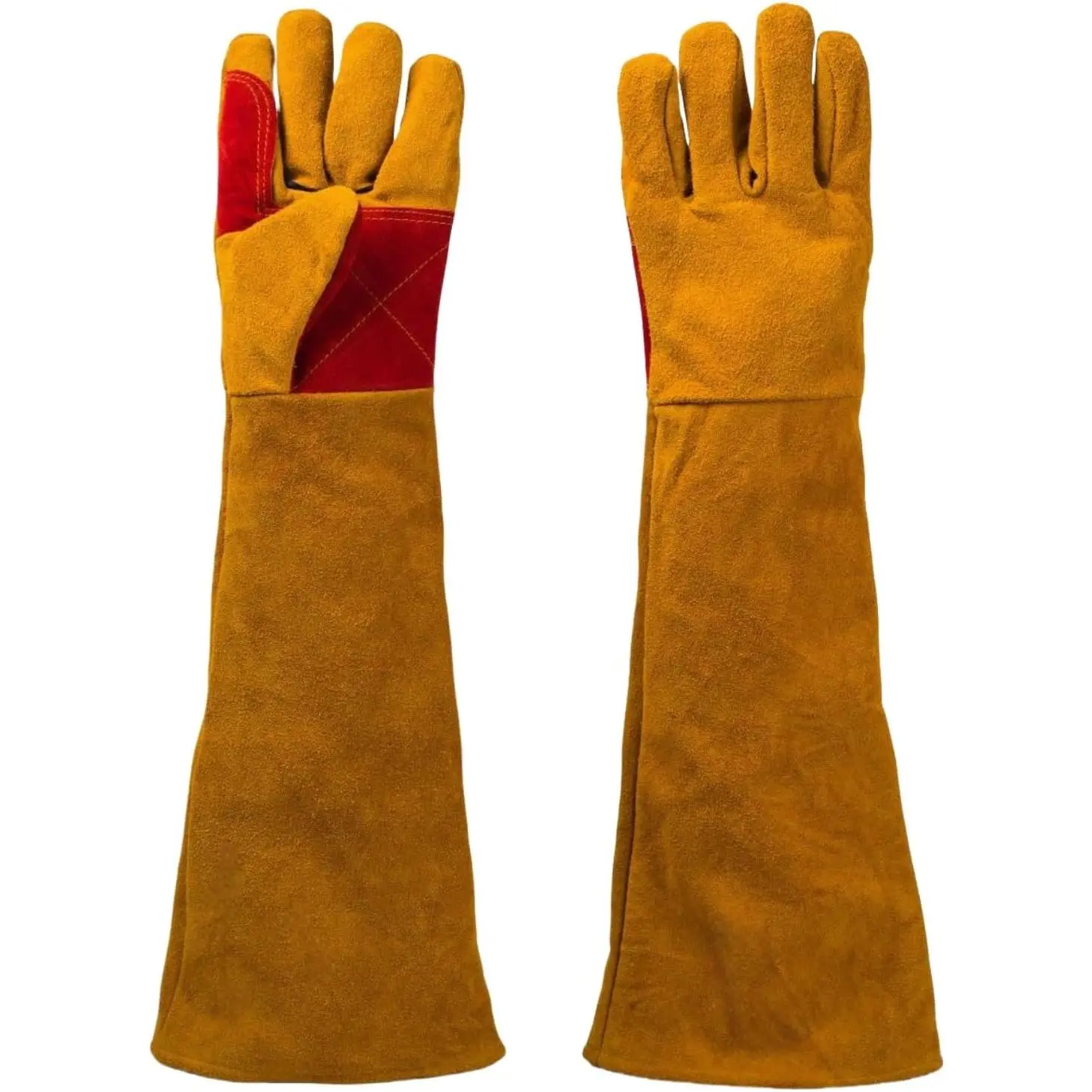 23.6" Long Sleeve Welding Gloves for Men, Heat/Fire Resistant Leather Welders Gloves for Mig, Tig, Stick, Forge, BBQ, Grill, Fireplace, Bite Proof Animal Handling Glove