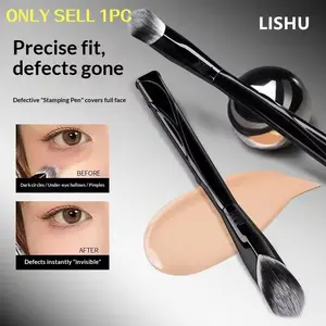LISHU Flat Slanted Concealer Brush, Multi-purpose Foundation Brush for Covering Acne Scars, Dark Circles,Blemishes - Makeup Tool