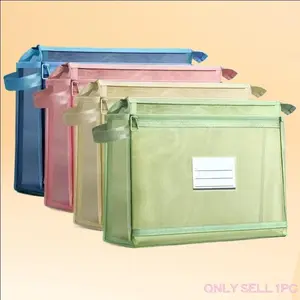 Double Layer A4 Document Storage Bag for Textbooks Drawing Notebooks Large Capacity Color Coded Compartment Organizer File Pouch