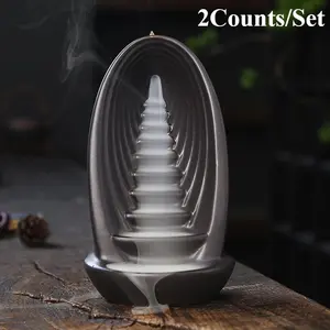 Backflow Incense Burner without Incense, 2 Counts/set Creative Ceramic Incense Holder, Desktop Aromatherapy Ornament for Home Office Decor