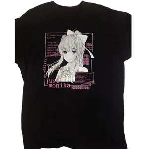 Men's & Women's Doki Doki Literature Club T-Shirt - Just Monika & Omocat Anime Video Game Print, 100% Cotton Unisex Tee, Y2K Streetwear for Fans
