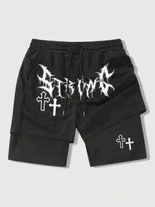 Men's Letter Print Boxer Briefs, Casual Comfy Breathable Loose Shorts for Daily Wear, Menswear for All Seasons