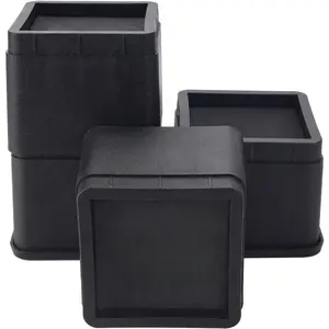 Adjustable Bed Risers 3 or 6 Inch - Heavy Duty Furniture Lifter Set of 4, Supports 2,200 lbs - for Under Bed Storage, Dorm, Bed Frame, Sofa, Table, Chair, Desk - Black