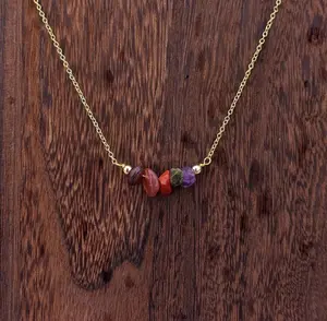 Handmade ARIES Custom Crystal Chip Necklace | Healing Crystal Astrology/Zodiac Necklace | Silver and Gold Chain Dainty Gemstone Jewelry | Birthday & Anniversary