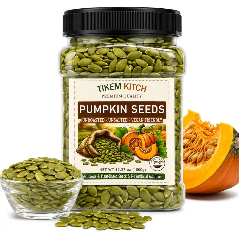 Raw Pumpkin Seeds (Pumpkin Seeds Raw) - All-Natural, Unsalted, Clean, Hulled Pepitas, Multi-Size Bulk Packs (10.58oz-35.27oz Ambient Pack), Sugar-Free, Vegan, Mineral-Rich, Shelled for Healthy Snacks, Baking (Healthier Choice)