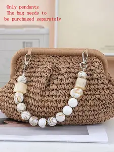 Gentle and fashionable texture bag chain, with irregular shape and round bead bead design, milk white blended color matching, exquisite and practical texture bag hanging, suitable for daily commuting, shopping