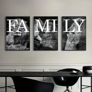 3pcs Lion Art Wall Mural – High-Definition Animal Print Canvas Poster for Living Room & Bedroom Decor – Modern Home Decoration