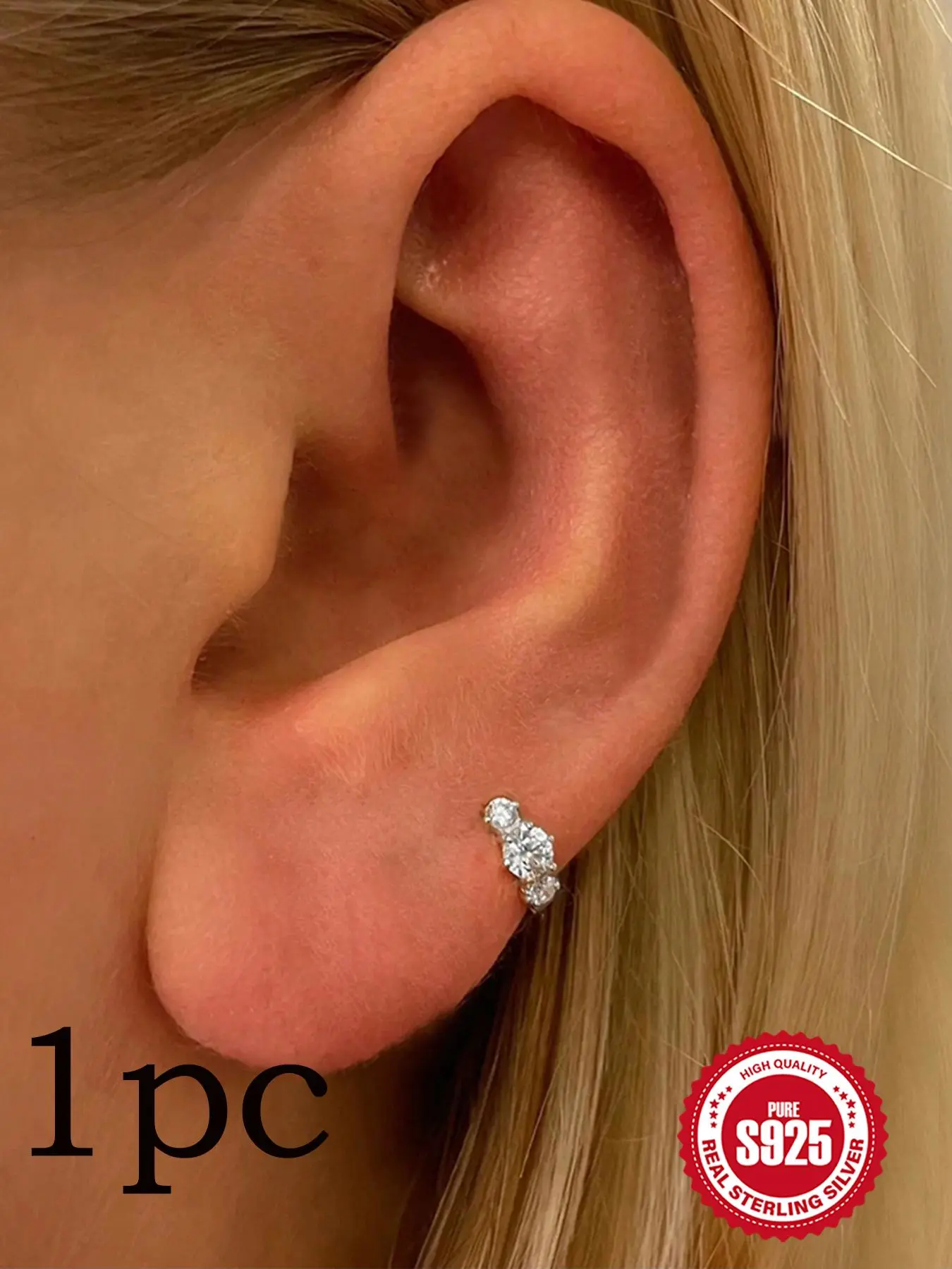 925 Sterling Silver Simple Hoop Earrings, Earrings Hoops, Zirconia Earrings, Artificial Zirconia Earrings, Stud Earring Jewelry, All-match Jewelry for Birthday Gift